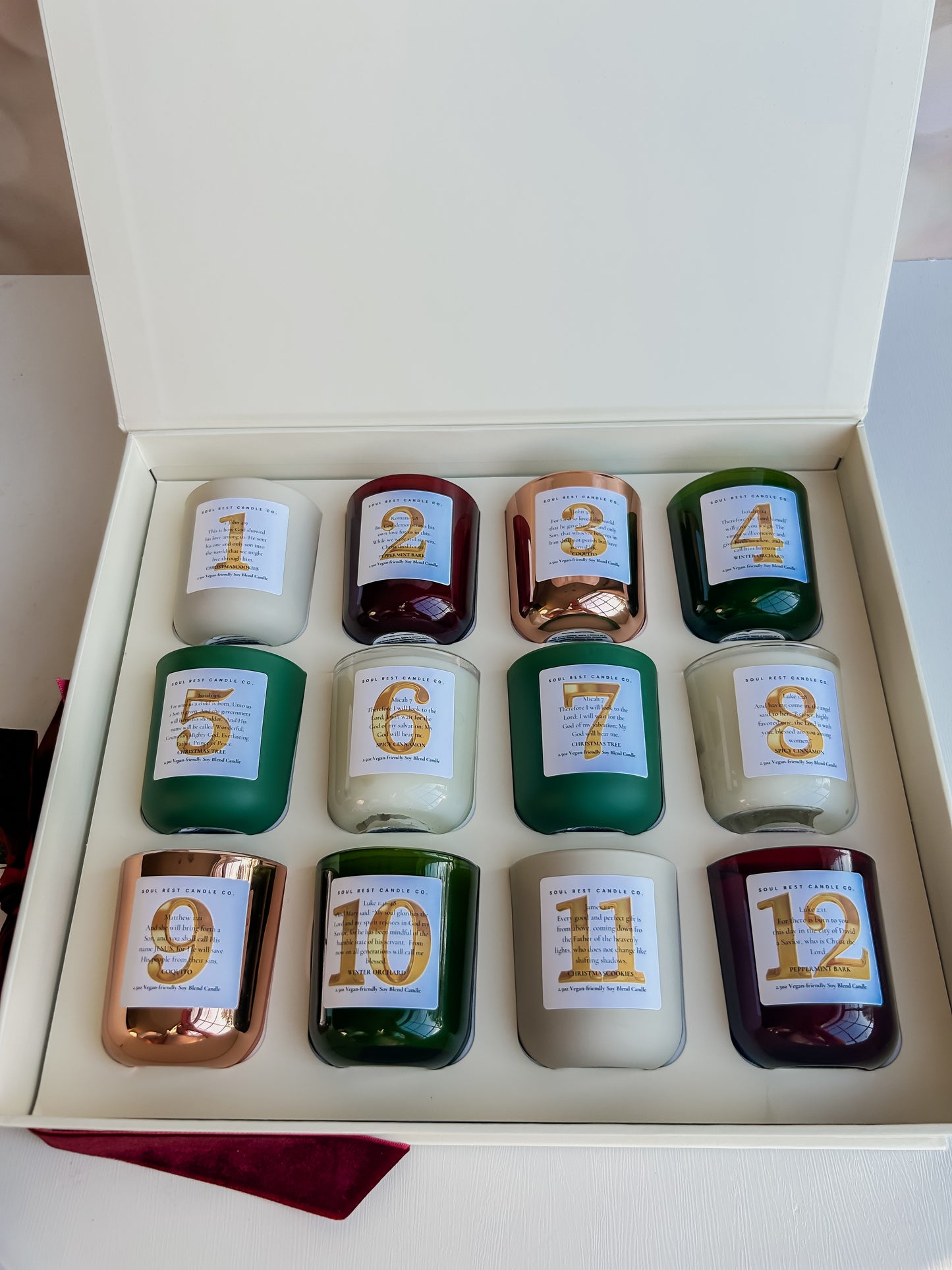 Advent Calendar 2025 of 12 mini Candles //Advent Calendar Gift Set//