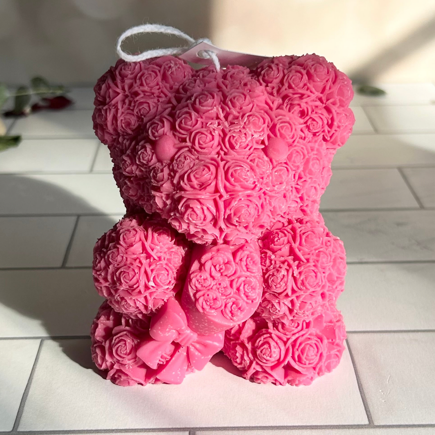 Rose Bear with Bouquet Teddy Bear Candle