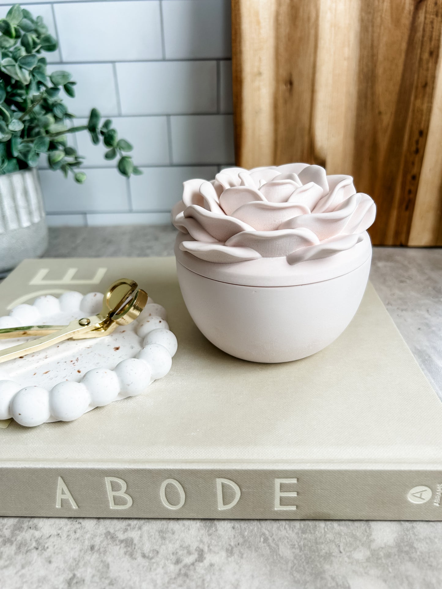 Rose Flower Jar Candle with Lid