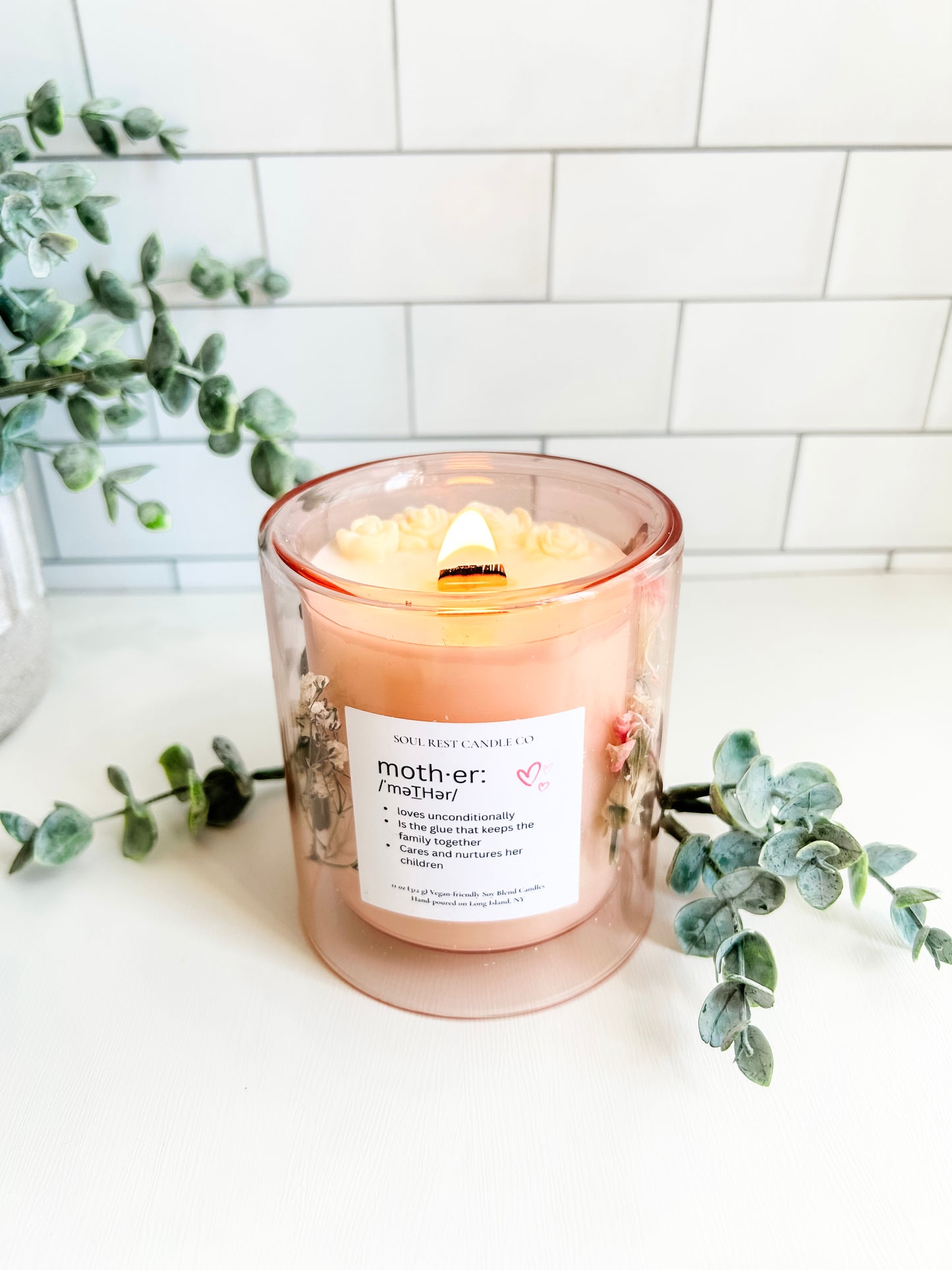 Pink Sugar 11oz double-glass Floral Candle
