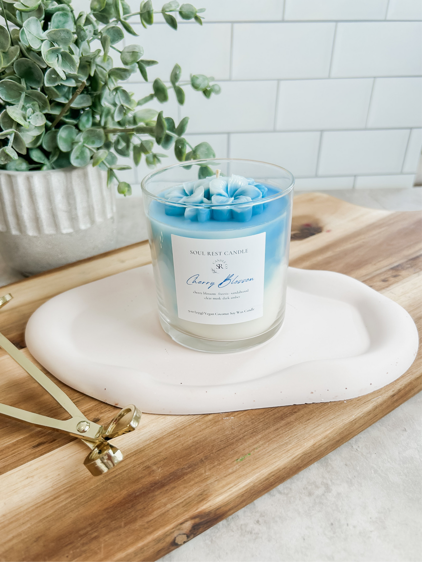 Blue Cherry Blossom Candle 9oz