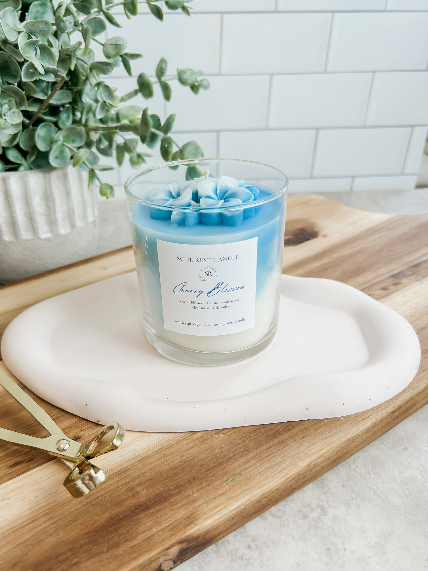 Blue Cherry Blossom Candle 9oz