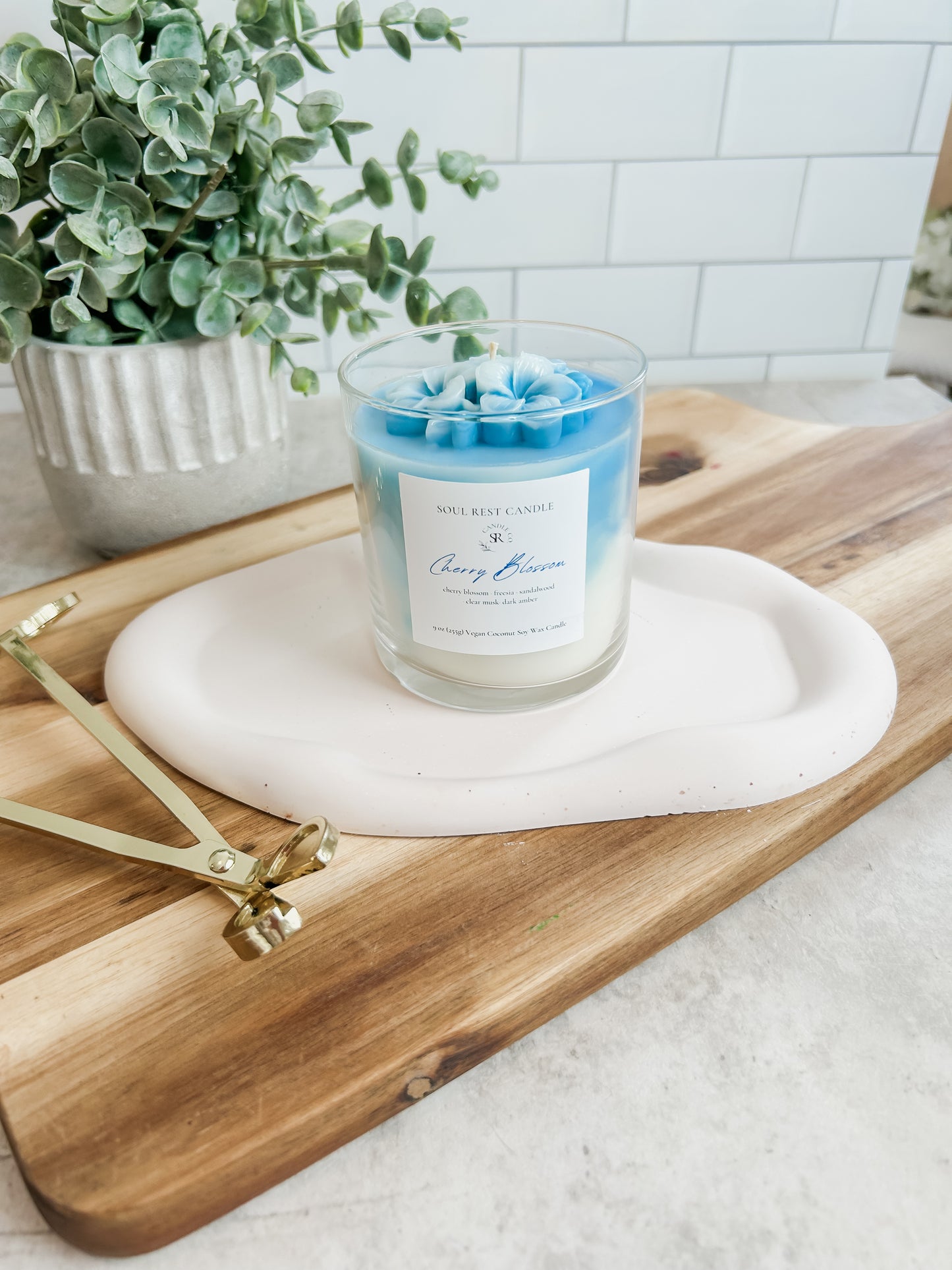 Blue Cherry Blossom Candle 9oz