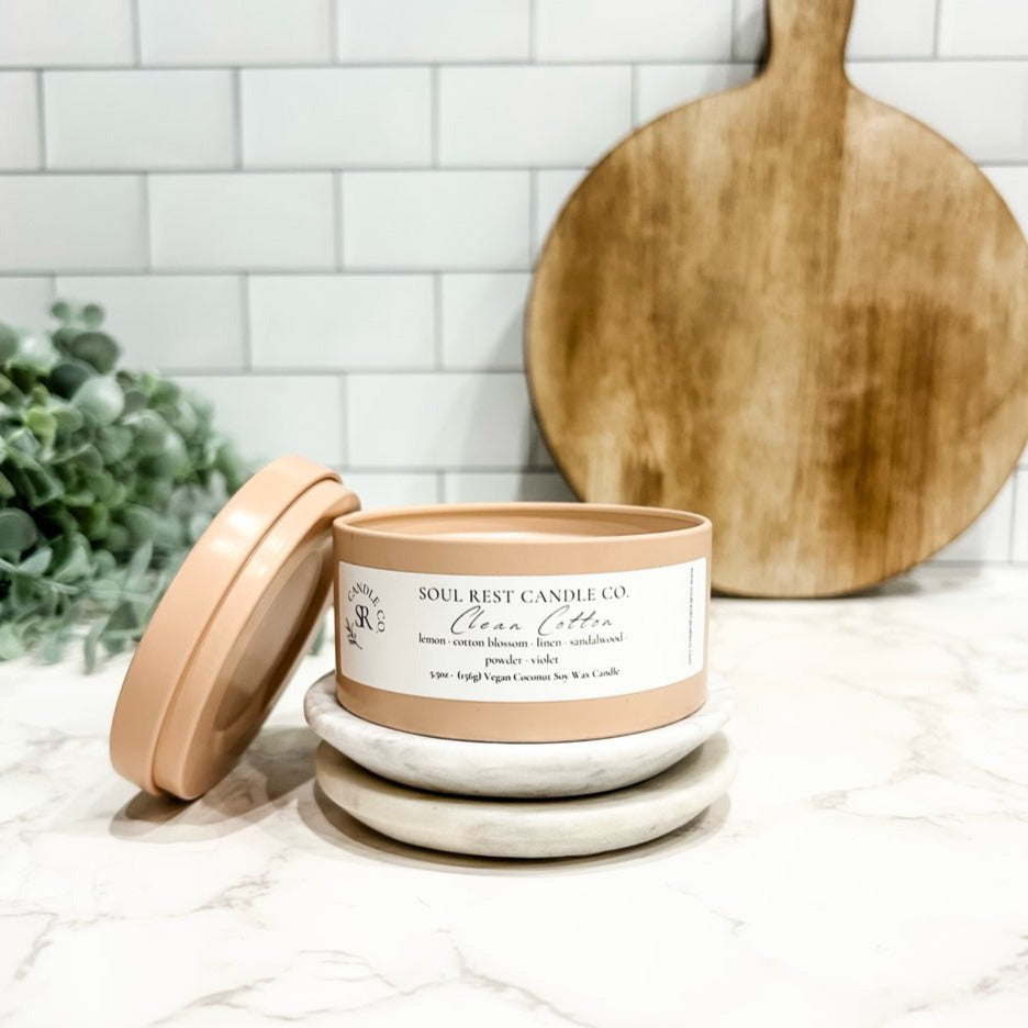 Clean Cotton-5.5oz Coconut Soy Candle Tins