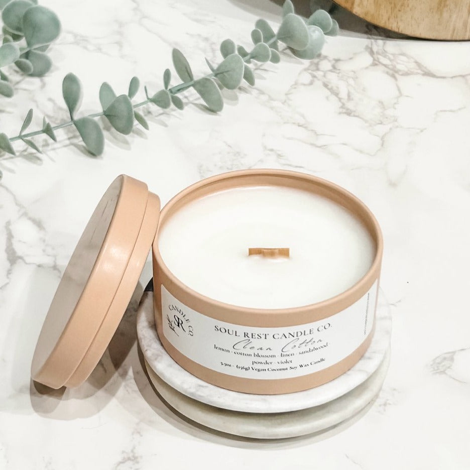 Clean Cotton-5.5oz Coconut Soy Candle Tins