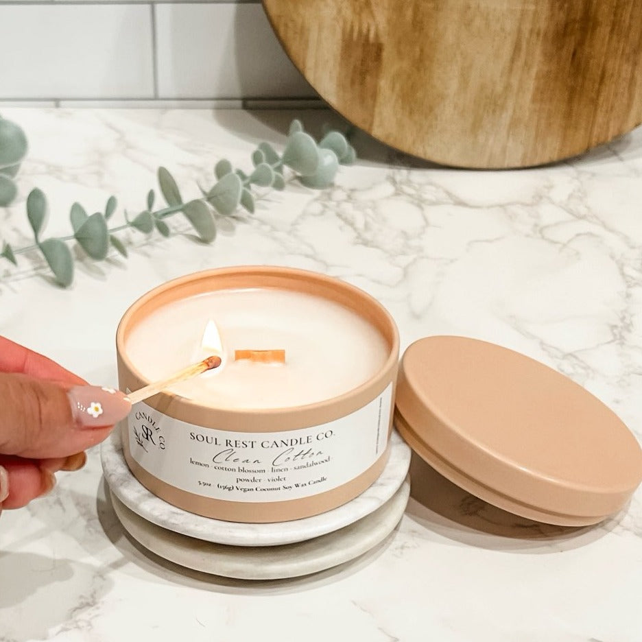 Clean Cotton-5.5oz Coconut Soy Candle Tins