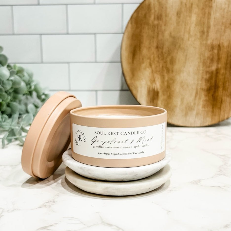 Grapefruit Mint-5.5oz Coconut Soy Candle Tins