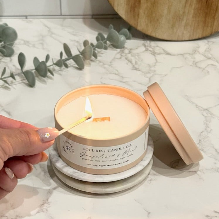Grapefruit Mint-5.5oz Coconut Soy Candle Tins