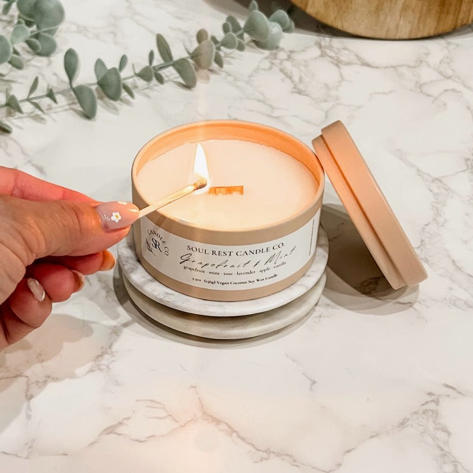 Grapefruit Mint-5.5oz Coconut Soy Candle Tins