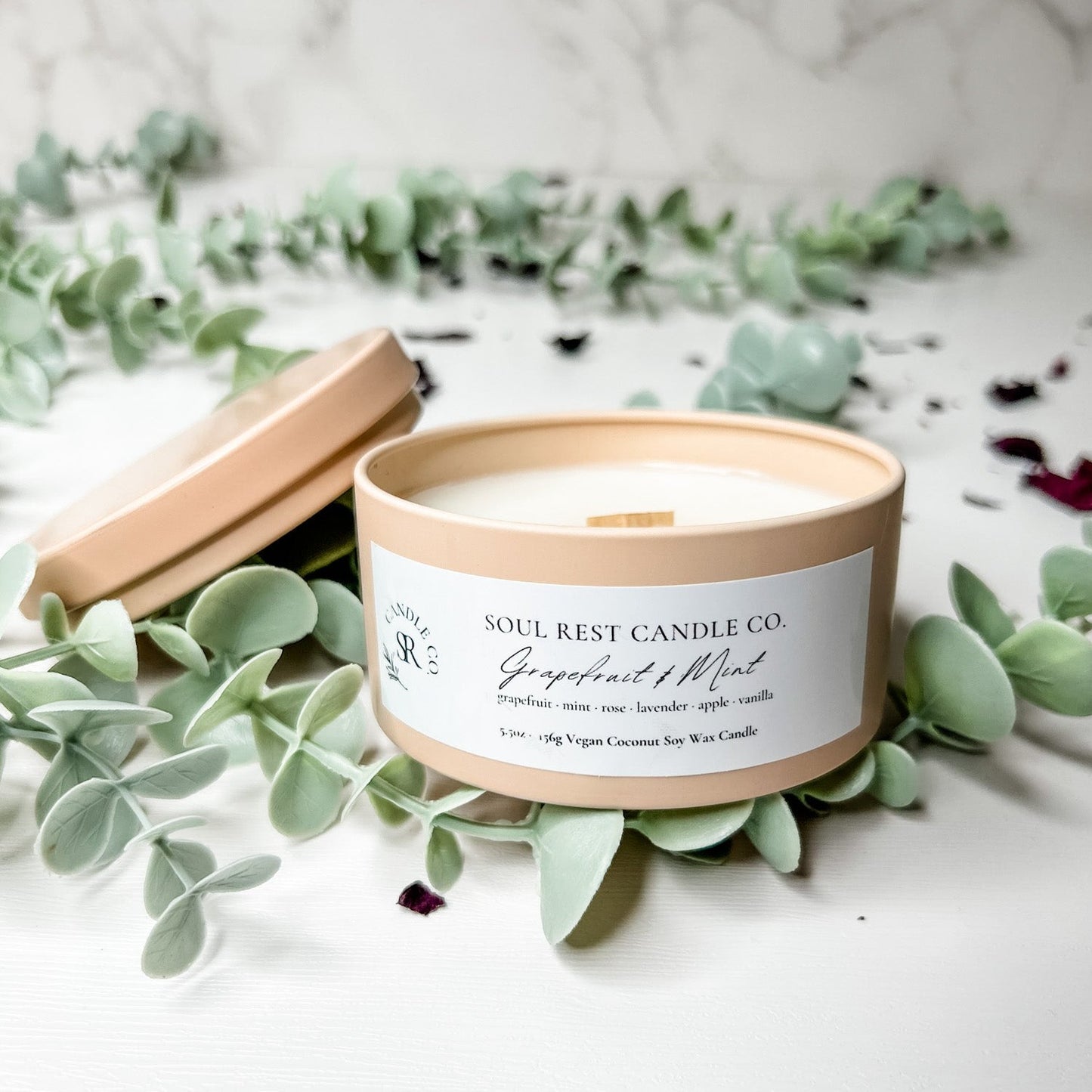 Grapefruit Mint-5.5oz Coconut Soy Candle Tins
