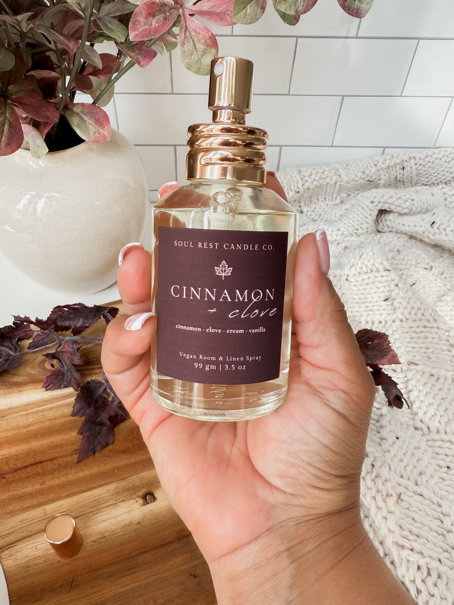 Cinnamon + Clove Vegan Room + linen sprays 3.5 oz