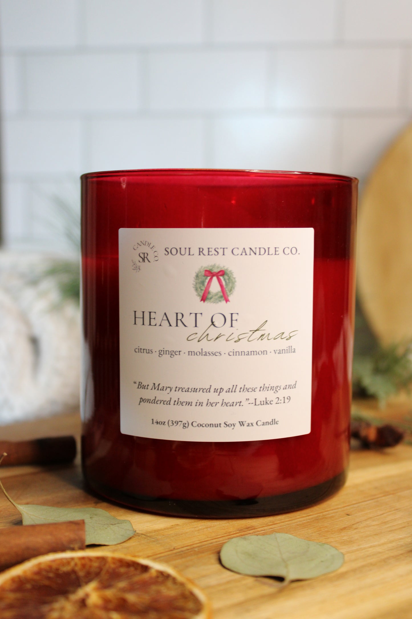 Heart of Christmas 14oz Wood Wick Candle