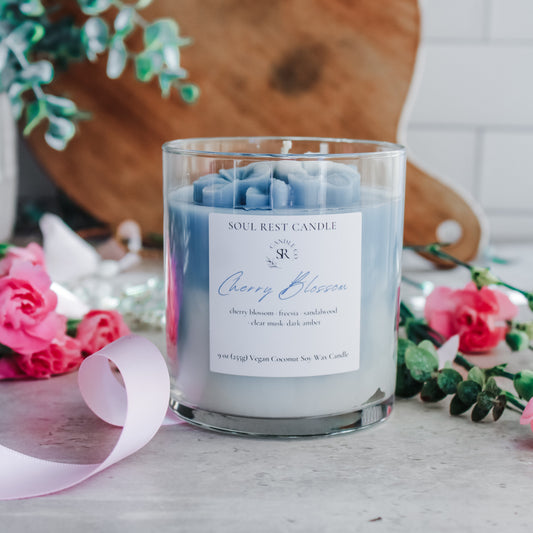 Blue Cherry Blossom Candle 9oz