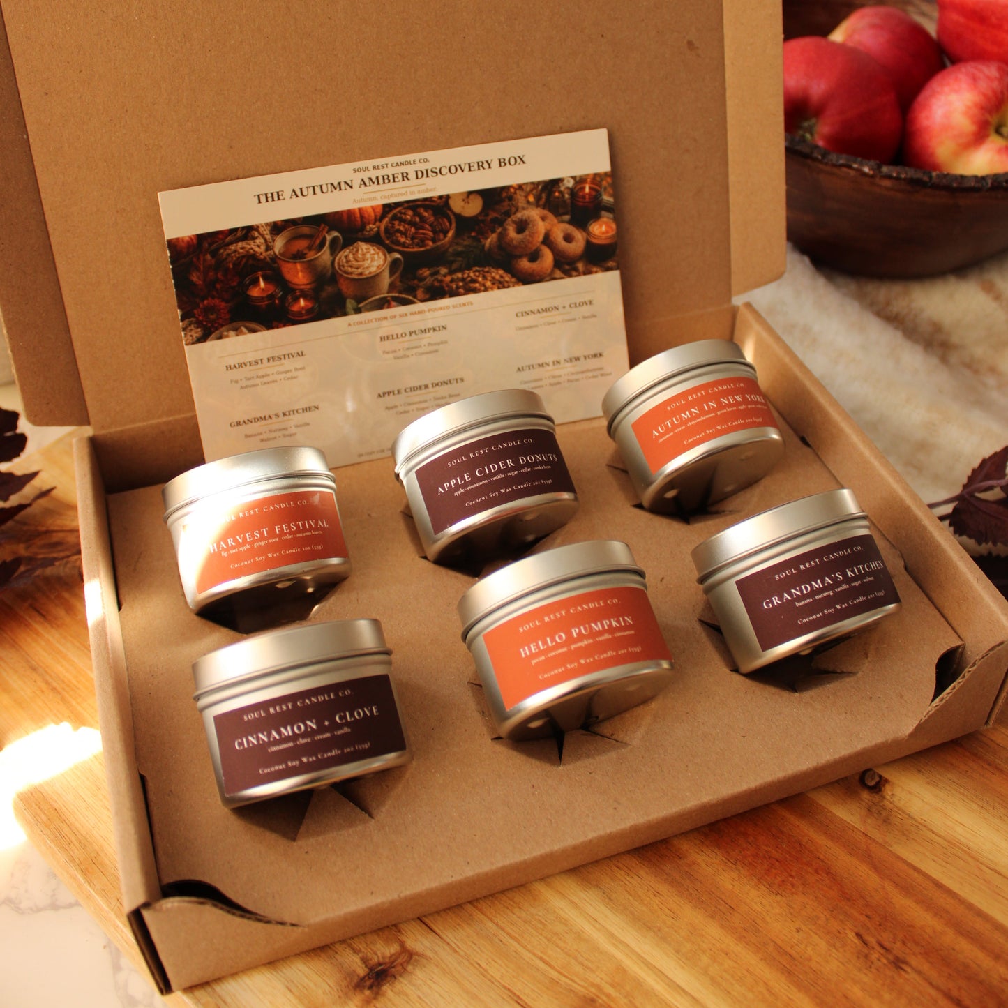 The Autumn Amber Discovery Box | Six Mini Fall Candles