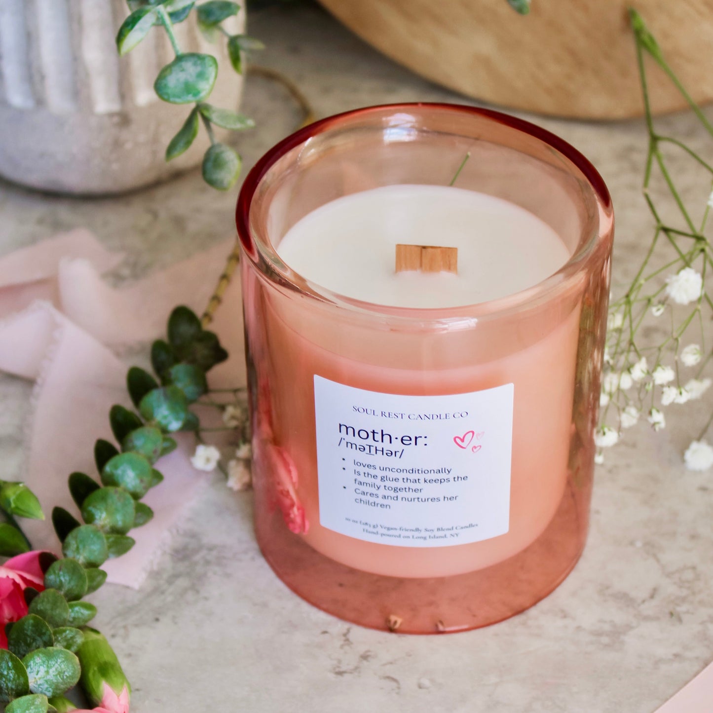 Dark Rose 10 oz double-glass Floral Candle