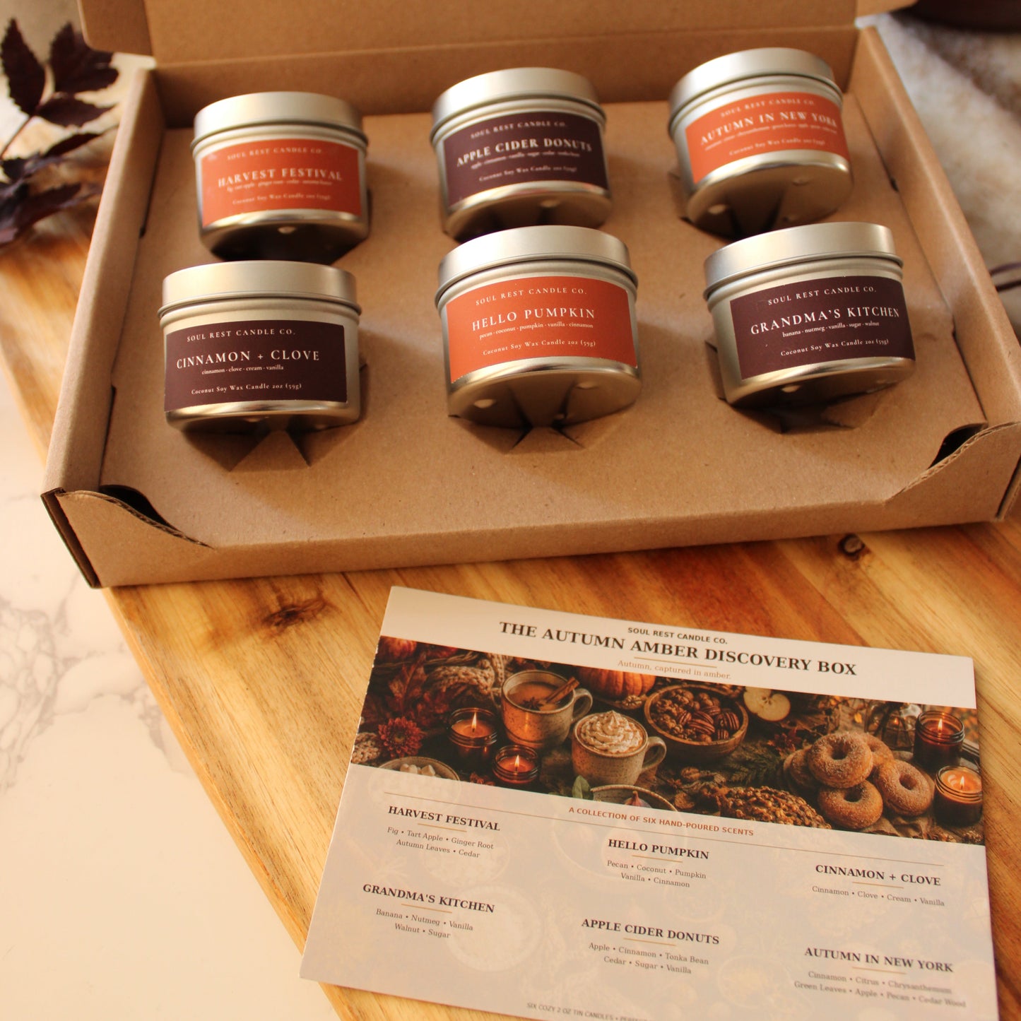 The Autumn Amber Discovery Box | Six Mini Fall Candles