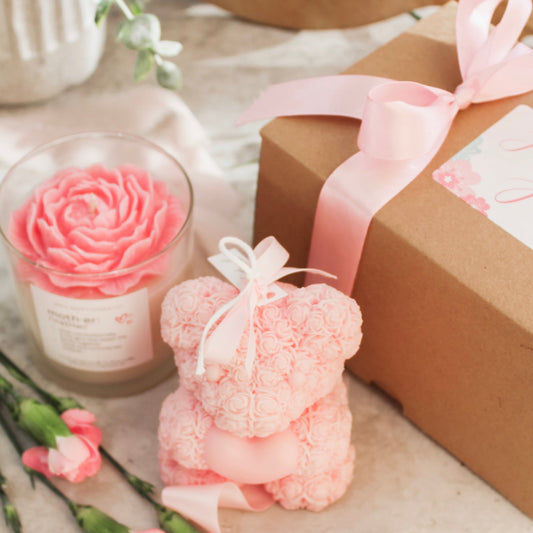 Magnolia & Peony Candle 9 oz & Teddy Bear Gift Set