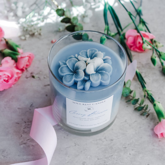Blue Cherry Blossom Candle 9oz