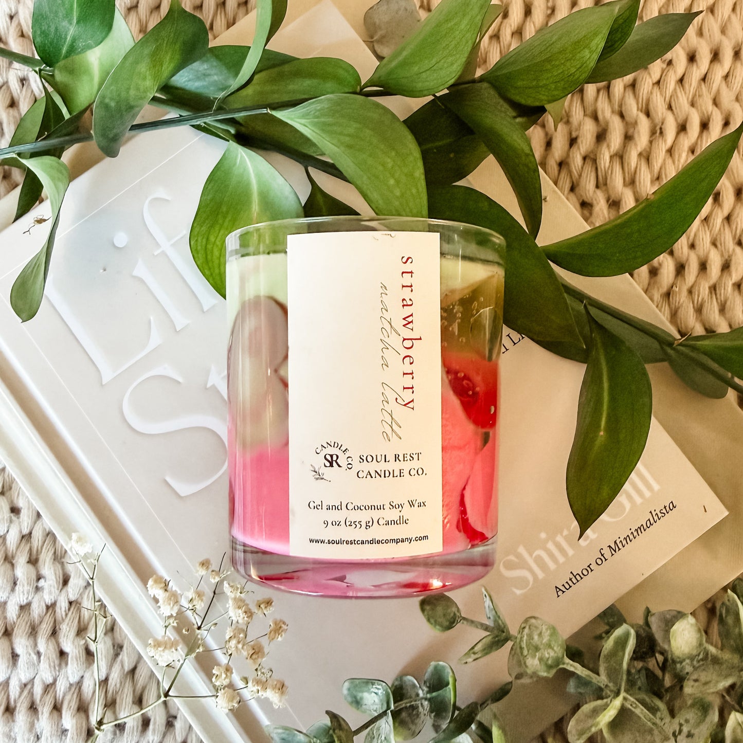 Strawberry Matcha Latte Candle | Sweet Matcha & Strawberries Cream Scented Candle 9oz