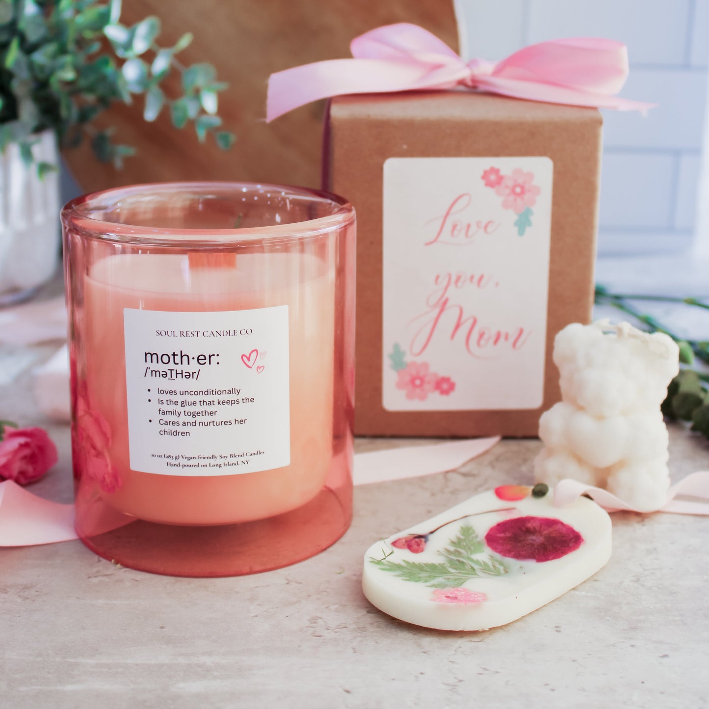 Dark Rose 10 oz double-glass Floral Candle