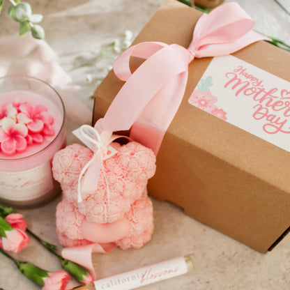 Pink Cherry Blossom Candle 9oz, Teddy Bear and Parfum Gift Set