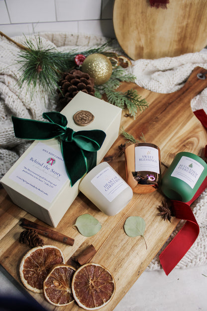 𝐁𝐞𝐡𝐢𝐧𝐝 𝐭𝐡𝐞 𝐒𝐭𝐨𝐫𝐲-a christmas collection of 3 -2.5oz mini candles