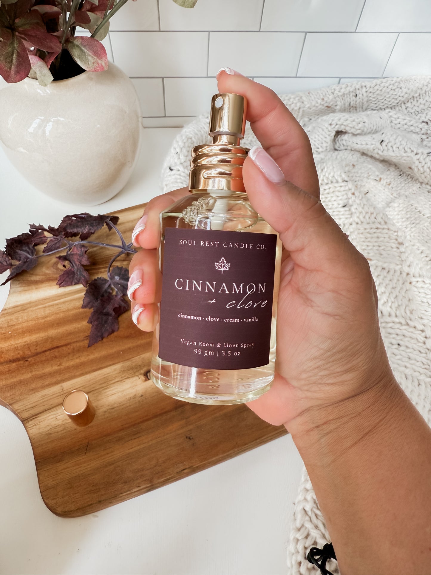 Cinnamon + Clove Vegan Room + linen sprays 3.5 oz