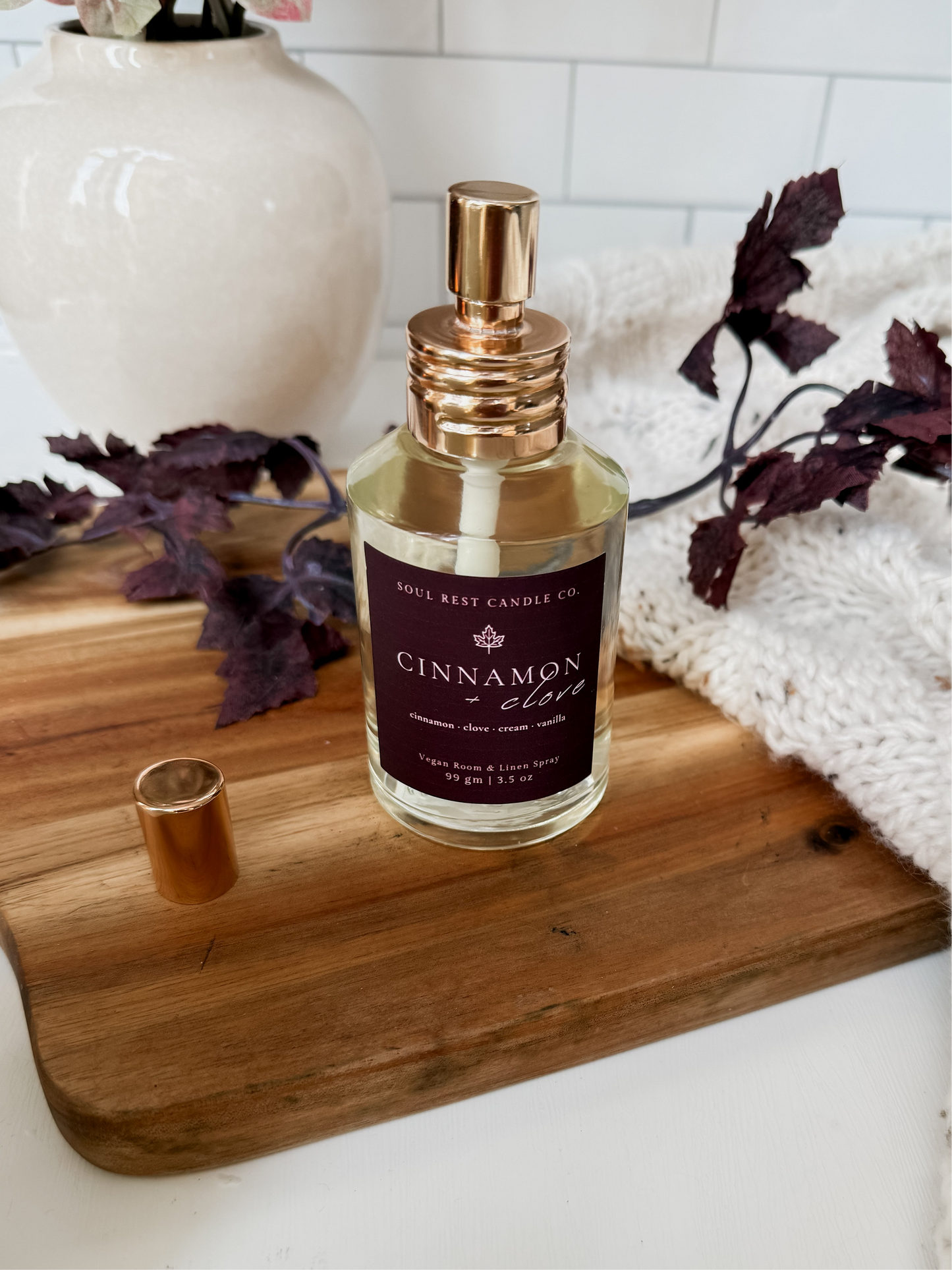 Cinnamon + Clove Vegan Room + linen sprays 3.5 oz