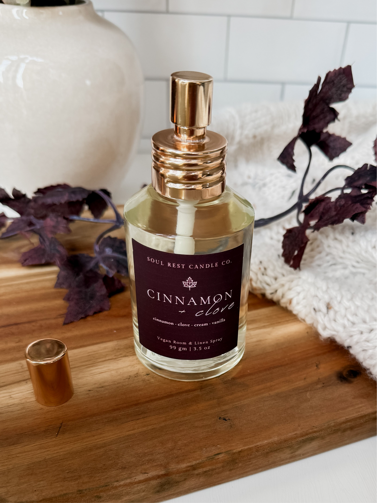 Cinnamon + Clove Vegan Room + linen sprays 3.5 oz