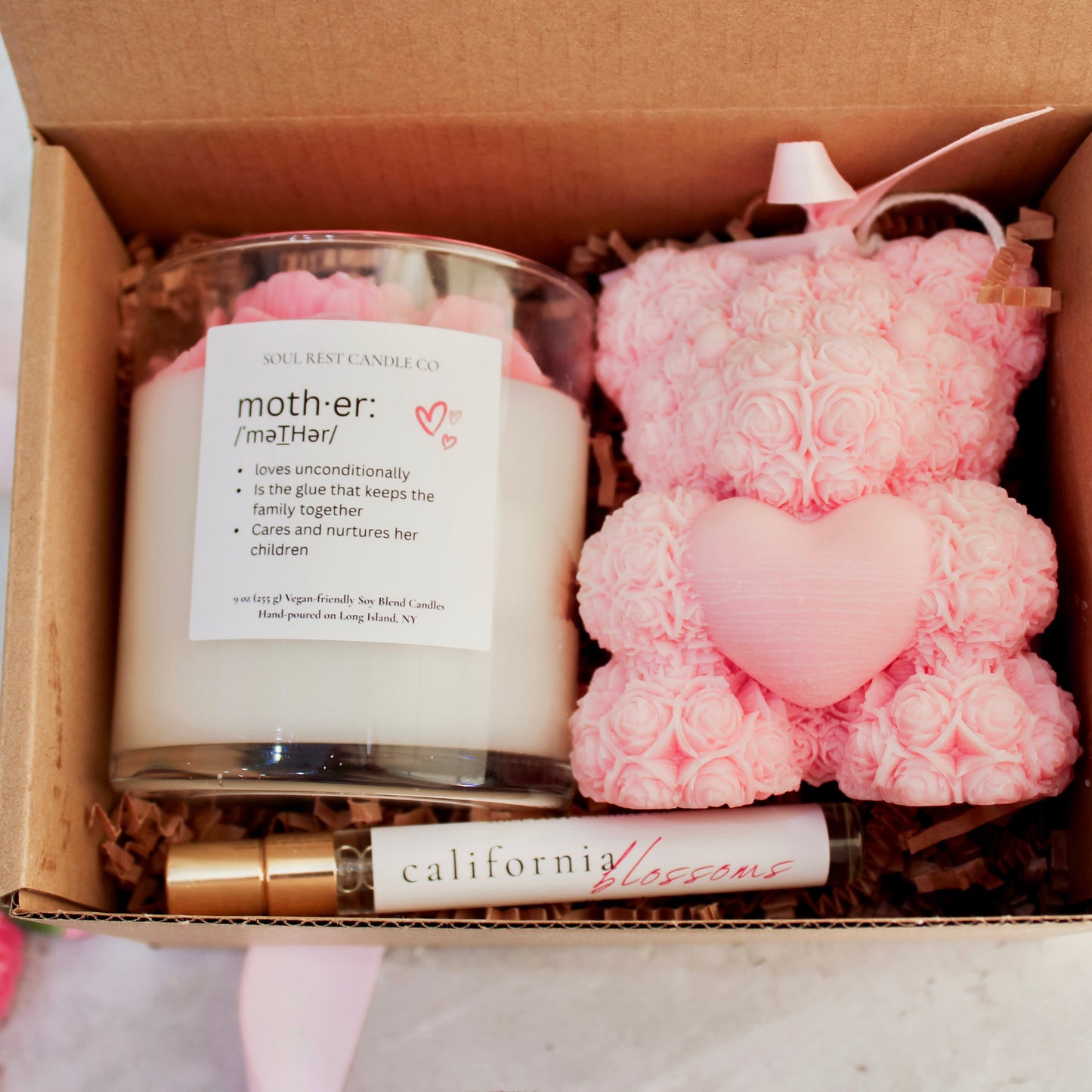 Magnolia & Peony Candle 9 oz, Teddy Bear and Parfum Gift Set