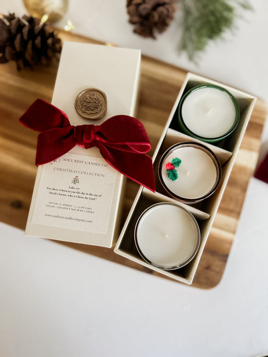 Christmas Collection of 3 -2.5oz mini candles