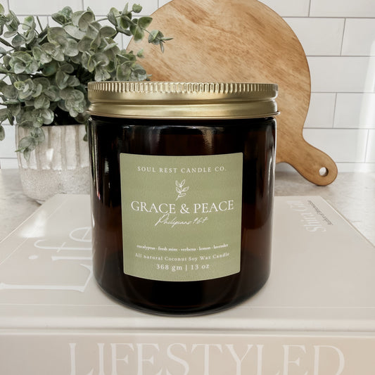 Grace & Peace 13 oz Double Wick Candle • Eucalyptus & Lavender