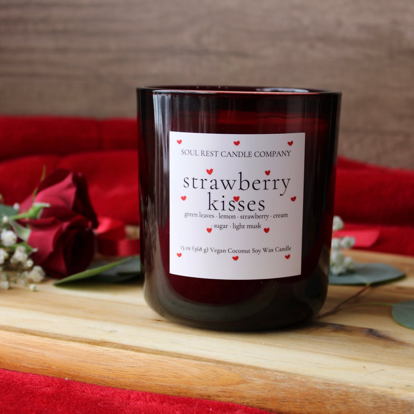 Strawberry Kisses 13 oz Wood Wick Candle