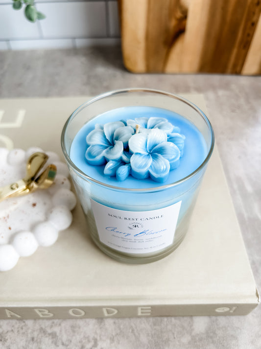 Blue Cherry Blossom Candle 9oz