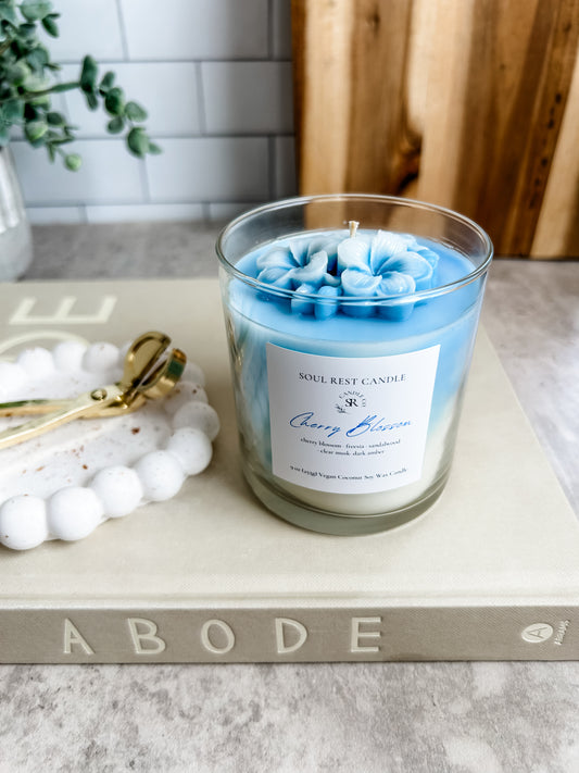 Blue Cherry Blossom Candle 9oz