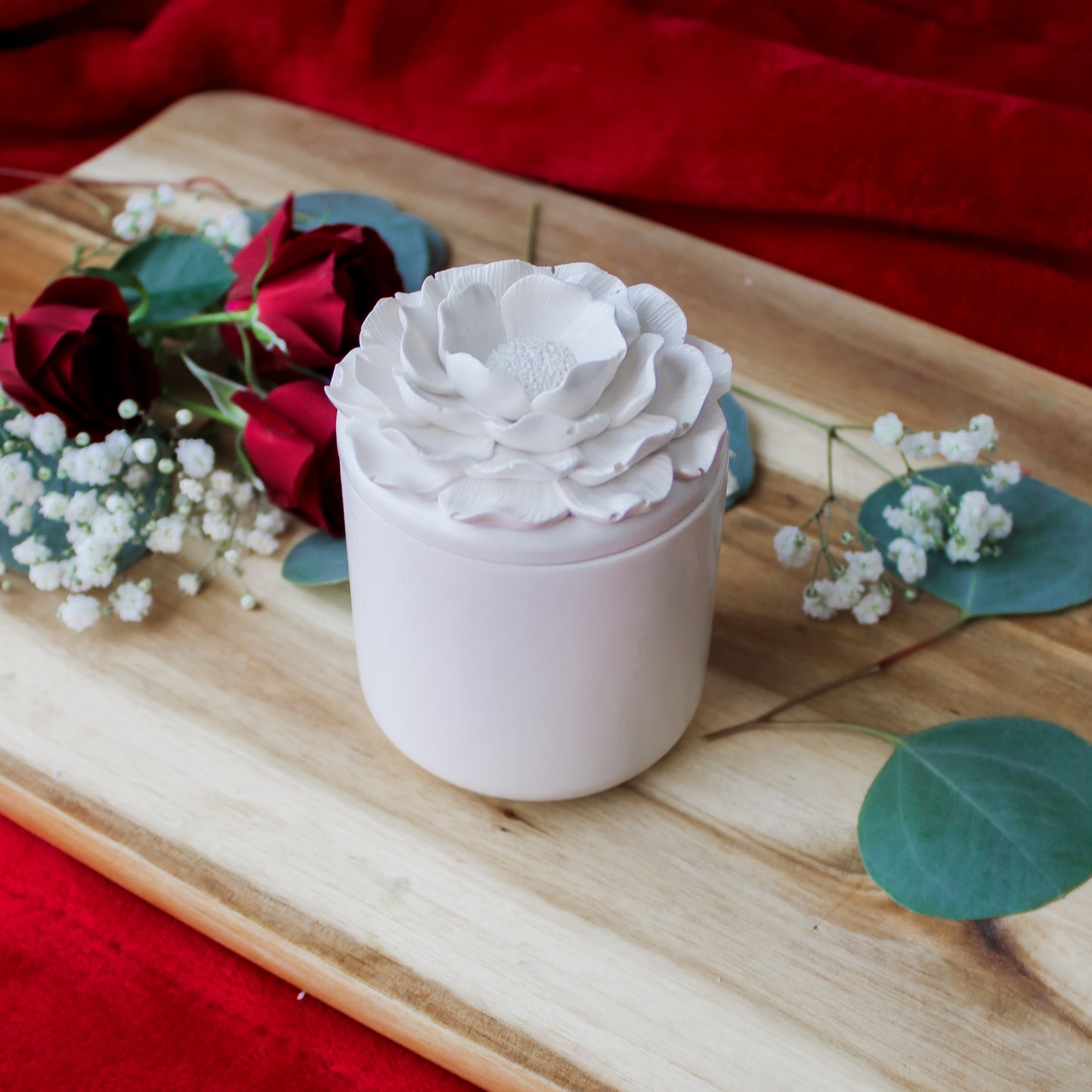 Rose Flower Jar 6 oz Candle with Lid and refill option