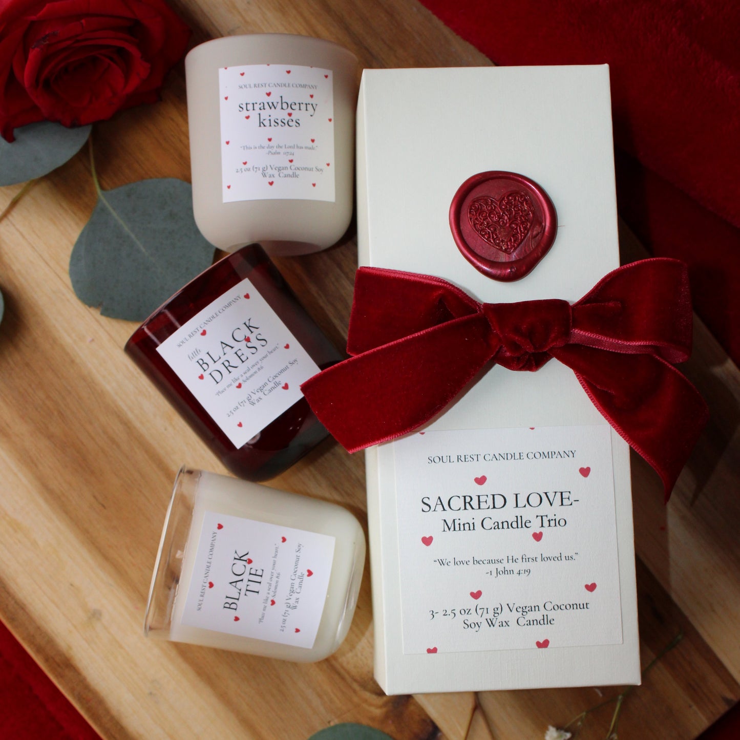 Sacred Love Mini Candle Trio | Christian Valentine Candle Gift Set
