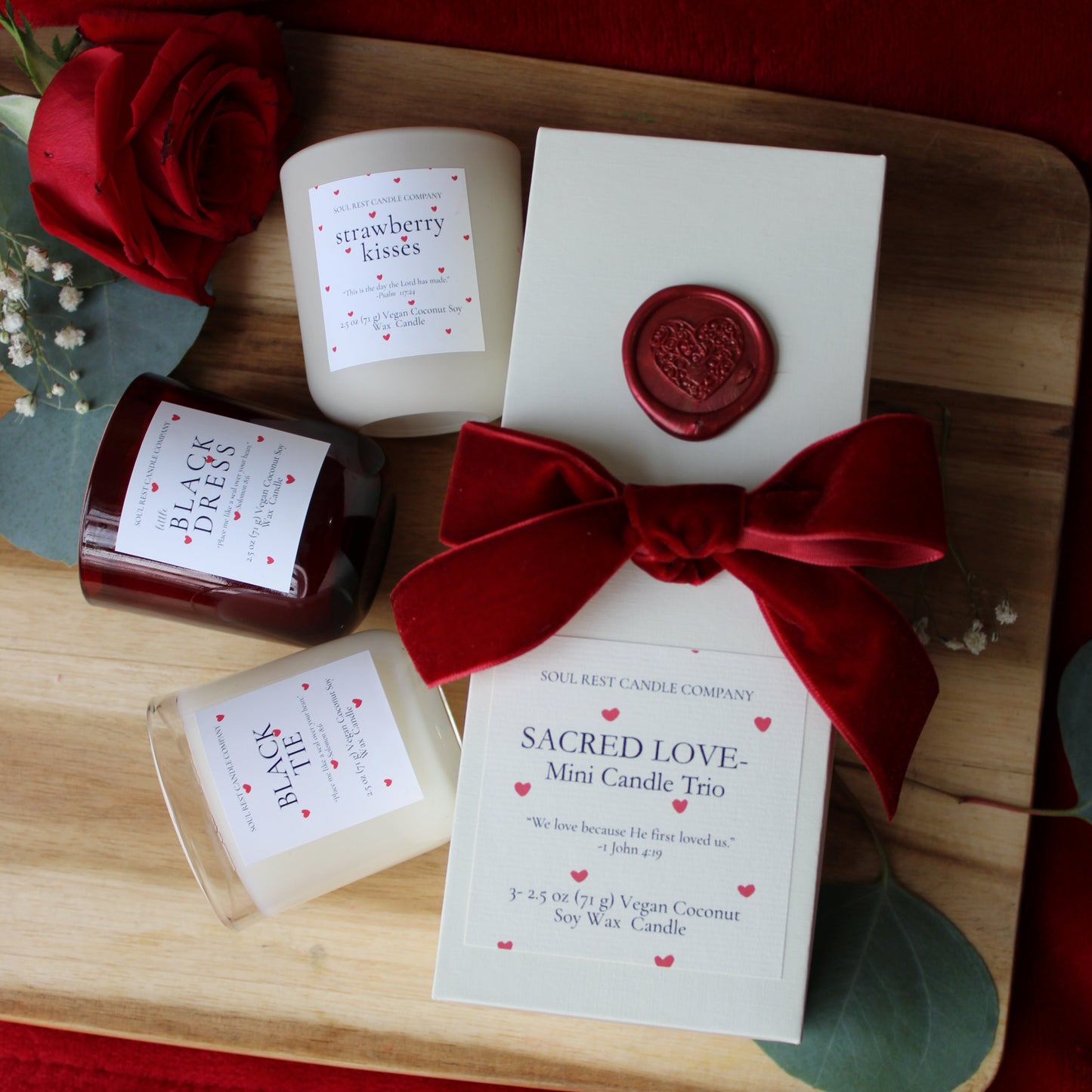 Sacred Love Mini Candle Trio | Christian Valentine Candle Gift Set