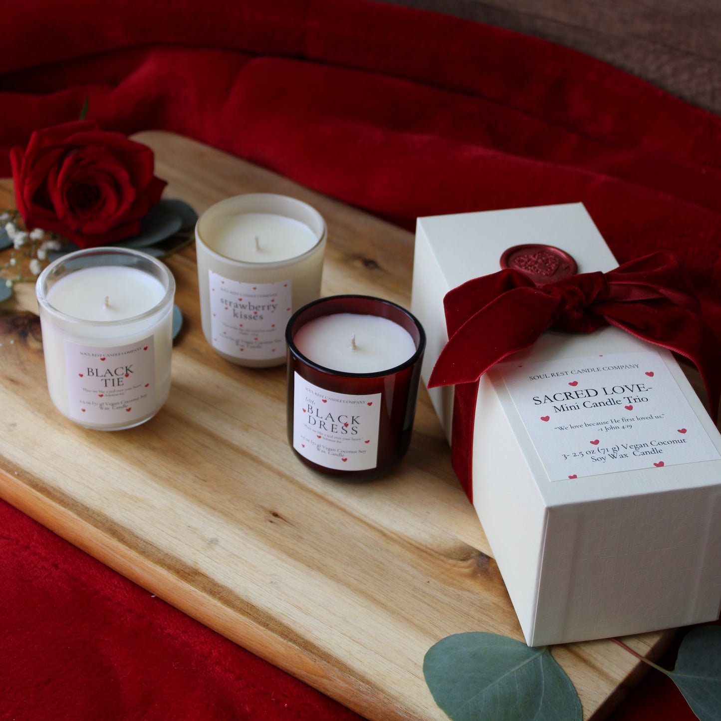 Sacred Love Mini Candle Trio | Christian Valentine Candle Gift Set