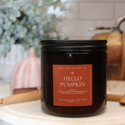 Hello Pumpkin | Autumn Amber 13 oz Candle