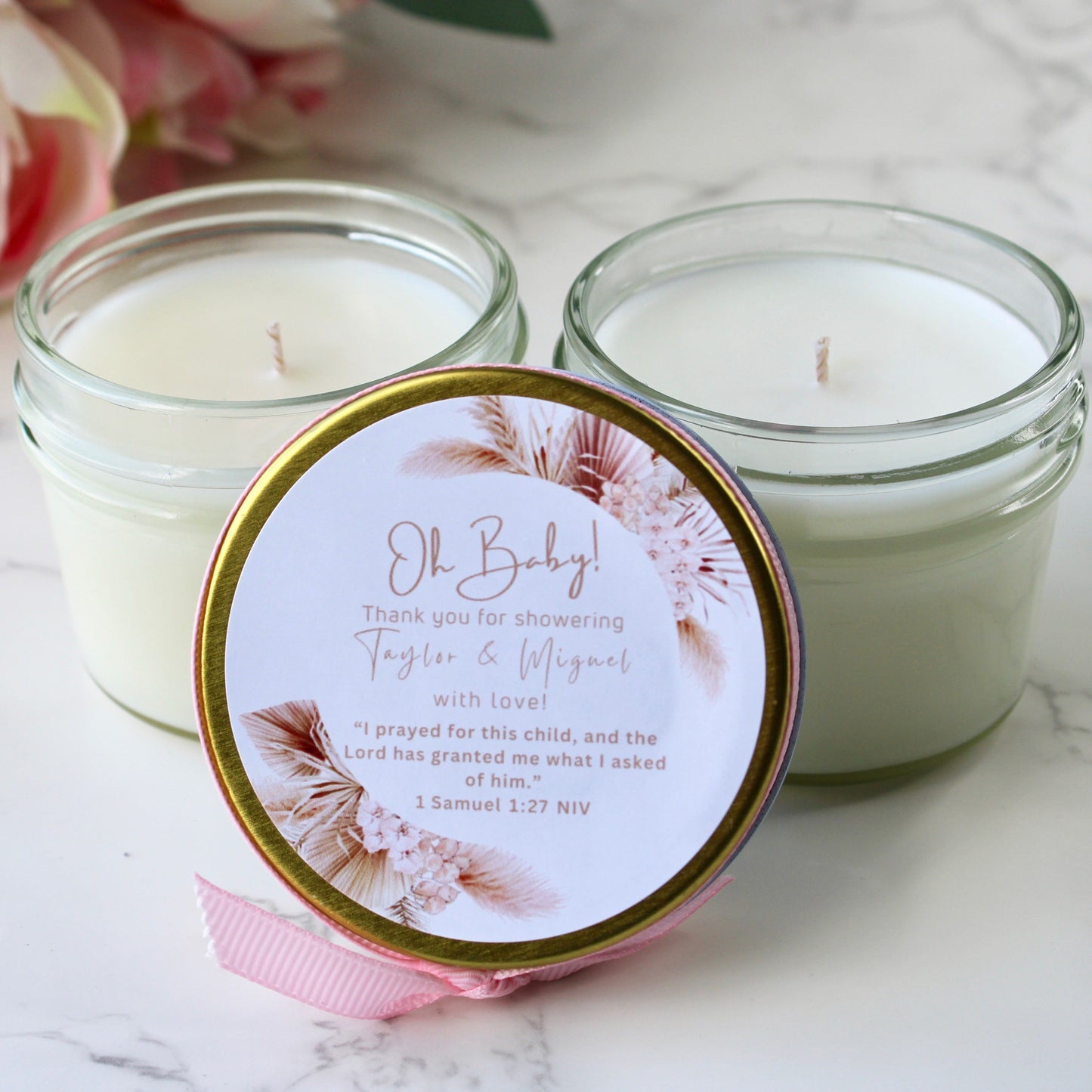 Boho Pink Oh Baby! Shower Candle Favors