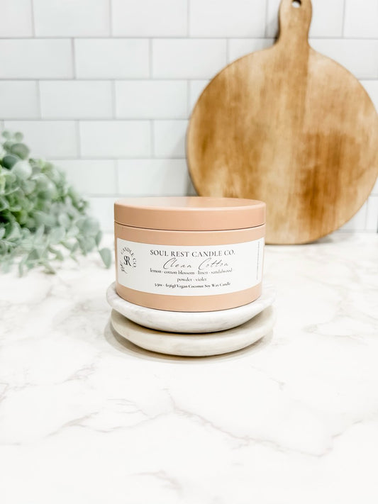 Clean Cotton-5.5oz Coconut Soy Candle Tins