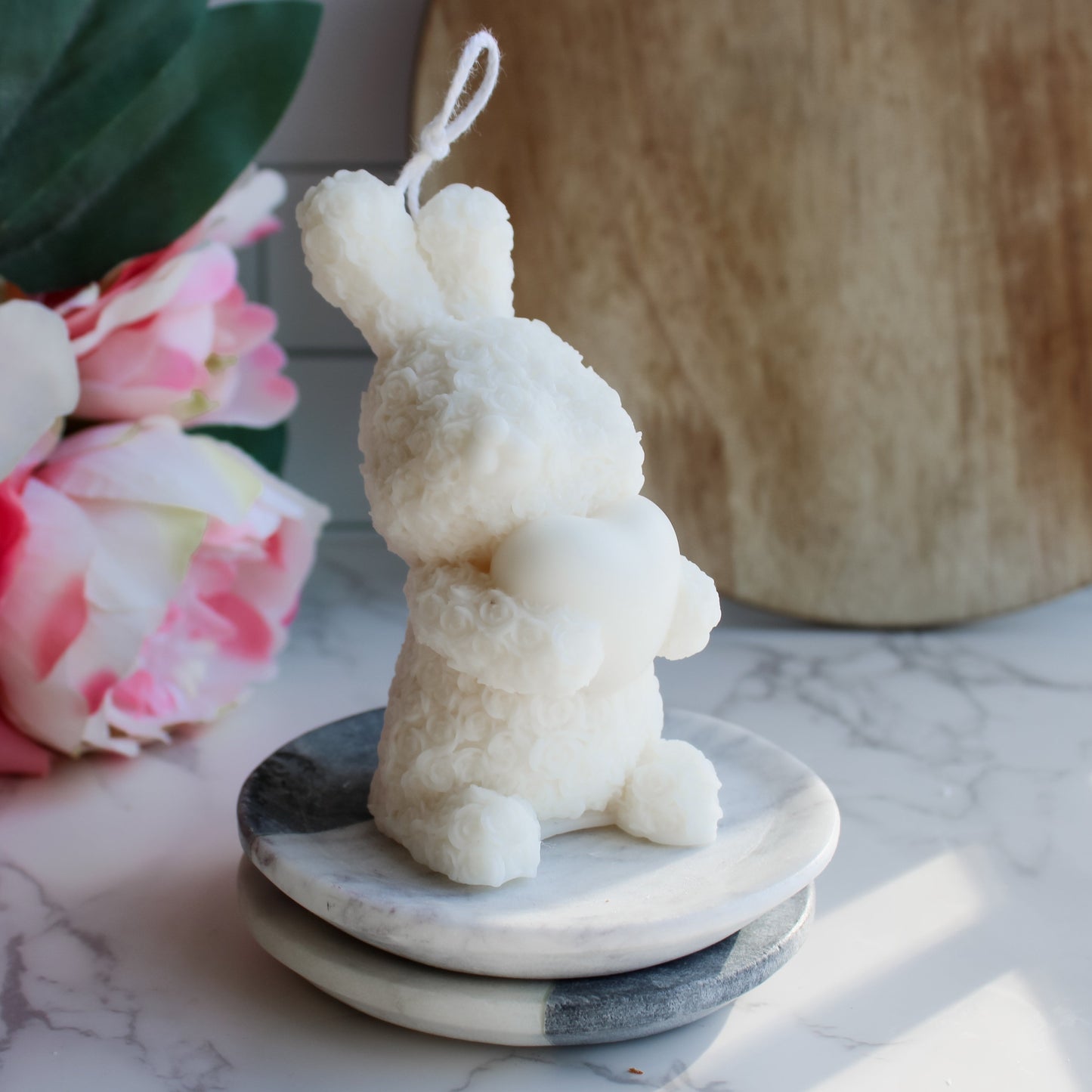 Easter Rose Bunny with Heart candle