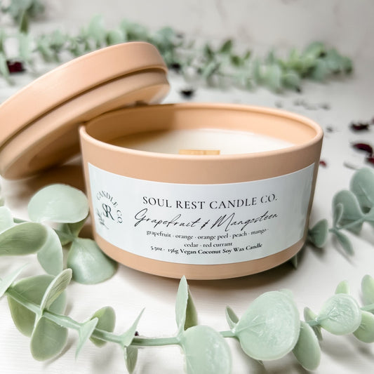 Grapefruit & Mangosteen-5.5oz Coconut Soy Candle Tins