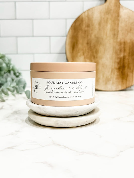 Grapefruit Mint-5.5oz Coconut Soy Candle Tins