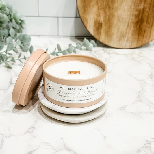 Grapefruit Mint-5.5oz Coconut Soy Candle Tins