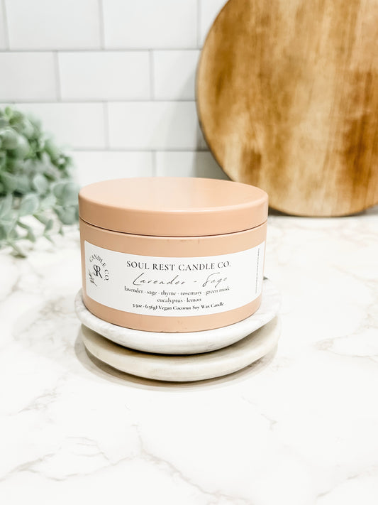 Lavender + Sage  Candle Tins 5.5 oz