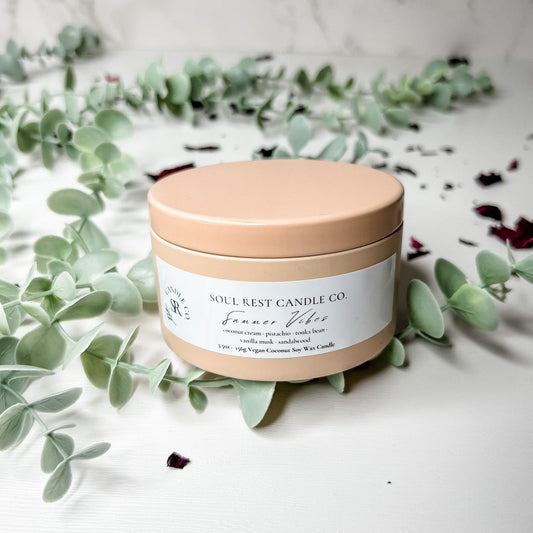 Summer Vibes-5.5oz Coconut Soy Candle Tins