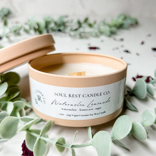 Watermelon Lemonade-5.5oz Coconut Soy Candle Tins