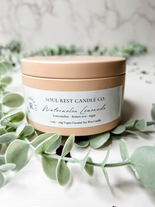 Watermelon Lemonade-5.5oz Coconut Soy Candle Tins
